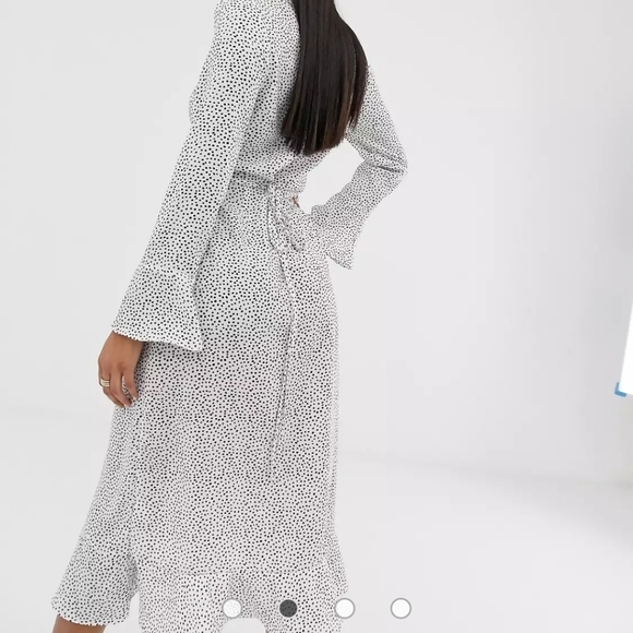 White Floral Print Long Sleeve Wrap Dress Size XXL - Picture 2 of 10